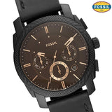 Fossil Machine Chronograph Black Dial Black Leather Strap Watch for Men - FS5586 Authentic Buy Shop Now