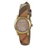 Burberry The City Gold Dial Haymarket Brown Leather Strap Watch for Women - BU9219 Authentic Buy Shop Now
