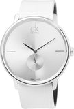 Calvin Klein Accent Silver Dial White Leather Strap Watch for Women - K2Y211K6 Authentic Buy Shop Now