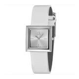 Calvin Klein Mark Silver Dial White Leather Strap Watch for Women - K3R231L6 Authentic Buy Shop Now