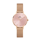 Daniel Wellington Petite Melrose Pink Dial Rose Gold Mesh Strap Watch For Women - DW00100367 Authentic Buy Shop Now