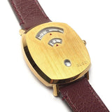 Gucci Grip Yellow Gold Dial Maroon Leather Strap Unisex Watch - YA157411 Authentic Buy Shop Now