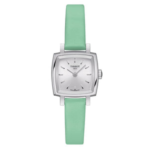 Tissot T Lady Lovely Square Silver Dial Light Green Leather Strap Watch for Women - T058.109.16.031.01 Authentic Buy Shop Now