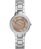 Fossil Virginia Taupe Dial Silver Steel Strap Watch for Women - ES4147 Authentic Buy Shop Now