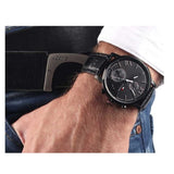 Tommy Hilfiger Aden Chronograph Black Dial Black Leather Strap Watch for Men - 1791310 Authentic Buy Shop Now