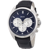 Hugo Boss Driver Blue Dial Black Leather Strap Watch for Men - 1512882 Authentic Buy Shop Now