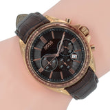 Hugo Boss Driver Sport Chronograph Brown Dial Brown Leather Strap Watch for Men - 1513093 Authentic Buy Shop Now
