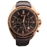 Hugo Boss Driver Sport Chronograph Brown Dial Brown Leather Strap Watch for Men - 1513093 Authentic Buy Shop Now