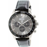 Hugo Boss Ikon Grey Dial Black Leather Strap Watch for Men - 1513177 Authentic Buy Shop Now