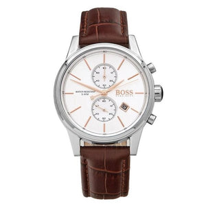 Hugo Boss Jet White Dial Brown Leather Strap Watch for Men - 1513280 Authentic Buy Shop Now