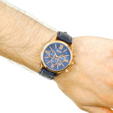 Hugo Boss Ambassador Chronograph Blue Dial Blue Leather Strap Watch For Men - HB1513320 Authentic Buy Shop Now