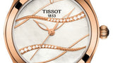 Tissot T Wave Diamond Mother of Pearl Dial Black Leather Strap Watch For Women - T112.210.36.111.00 Authentic Buy Shop Now