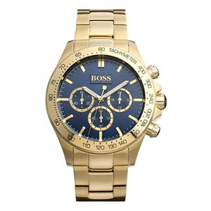 Hugo Boss Ikon Blue Dial Gold Steel Strap Watch for Men - 1513340 Authentic Buy Shop Now