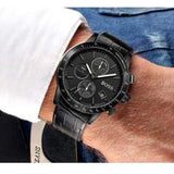 Hugo Boss Rafale Chronograph Black Dial Black Leather Strap Watch For Men - 1513456 Authentic Buy Shop Now