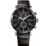 Hugo Boss Rafale Chronograph Black Dial Black Leather Strap Watch For Men - 1513390 Authentic Buy Shop Now