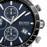 Hugo Boss Rafale Chronograph Blue Dial Black Leather Strap Watch For Men - 1513391 Authentic Buy Shop Now