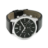 Hugo Boss Time One Chronograph Black Dial Black Leather Strap Watch for Men - 1513430 Authentic Buy Shop Now