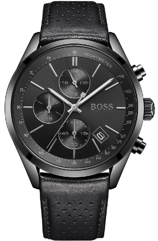 Hugo Boss Grand Prix Black Dial Black Leather Strap Watch for Men - 1513474 Authentic Buy Shop Now