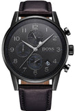 Hugo Boss Navigator Black Dial Black Leather Strap Watch for Men - 1513497 Authentic Buy Shop Now