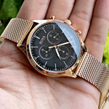 Hugo Boss Companion Chronograph Black Dial Rose Gold Steel Strap Watch For Men - 1513548 Authentic Buy Shop Now