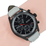 Hugo Boss Grand Prix Chronograph Black Dial Grey Leather Strap Watch for Men - 1513562 Authentic Buy Shop Now