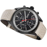 Hugo Boss Grand Prix Chronograph Black Dial Grey Leather Strap Watch for Men - 1513562 Authentic Buy Shop Now