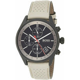 Hugo Boss Grand Prix Chronograph Black Dial Grey Leather Strap Watch for Men - 1513562 Authentic Buy Shop Now