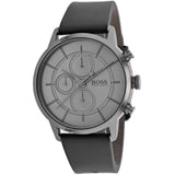 Hugo Boss Architectural Grey Dial Grey Leather Strap Watch for Men - 1513570 Authentic Buy Shop Now