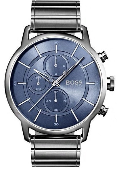 Hugo Boss Architectural Blue Dial Grey Steel Strap Watch for Men - 1513574 Authentic Buy Shop Now