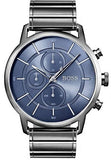 Hugo Boss Architectural Blue Dial Grey Steel Strap Watch for Men - 1513574 Authentic Buy Shop Now