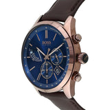 Hugo Boss Grand Prix Blue Dial Brown Leather Strap Watch for Men - 1513604 Authentic Buy Shop Now