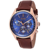 Hugo Boss Grand Prix Blue Dial Brown Leather Strap Watch for Men - 1513604 Authentic Buy Shop Now