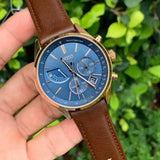 Hugo Boss Grand Prix Blue Dial Brown Leather Strap Watch for Men - 1513604 Authentic Buy Shop Now