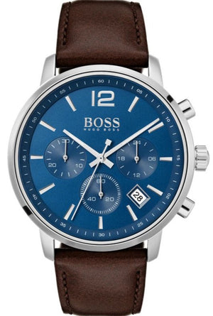 Hugo Boss Attitude Blue Dial Brown Leather Strap Watch for Men - 1513606 Authentic Buy Shop Now