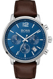 Hugo Boss Attitude Blue Dial Brown Leather Strap Watch for Men - 1513606 Authentic Buy Shop Now