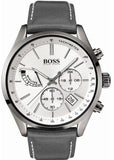 Hugo Boss Grand Prix White Dial Grey Leather Strap Watch for Men - 1513633 Authentic Buy Shop Now