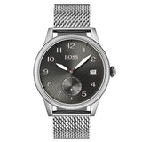 Hugo Boss Legacy Grey Dial Silver Mesh Bracelet Watch for Men - 1513673 Authentic Buy Shop Now