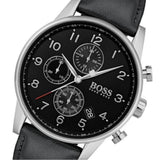 Hugo Boss Navigator Black Dial Black Leather Strap Watch for Men - 1513678 Authentic Buy Shop Now