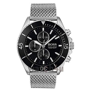 Hugo Boss Ocean Edition Black Dial Silver Mesh Bracelet Watch for Men - 1513701 Authentic Buy Shop Now