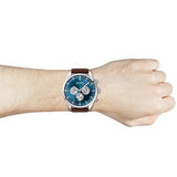 Hugo Boss Pioneer Chronograph Blue Dial Brown Leather Strap Watch For Men - 1513709 Authentic Buy Shop Now