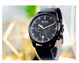 Hugo Boss Pioneer Quartz Blue Dial Blue Leather Strap Watch For Men - 1513711 Authentic Buy Shop Now