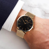 Hugo Boss Horizon Quartz Black Dial Gold Mesh Bracelet Watch For Men - 1513735 Authentic Buy Shop Now