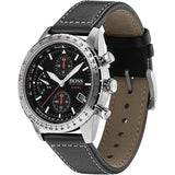 Hugo Boss Aero Chronograph Black Dial Black Leather Strap Watch for Men - 1513770 Authentic Buy Shop Now