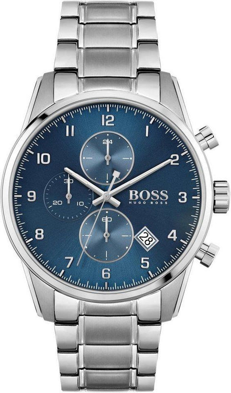 Hugo Boss Skymaster Blue Dial Silver Steel Strap Watch for Men - 1513784 Authentic Buy Shop Now