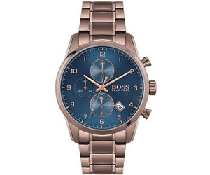 Hugo Boss Skymaster Blue Dial Brown Steel Strap Watch for Men - 1513788 Authentic Buy Shop Now