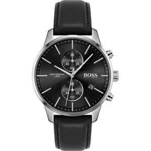 Hugo Boss Skymaster Black Dial Black Leather Strap Watch for Men - 1513782 Authentic Buy Shop Now