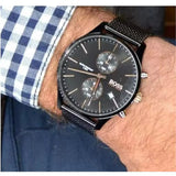 Hugo Boss Associate Black Dial Black Mesh Bracelet Watch for Men - 1513811 Authentic Buy Shop Now