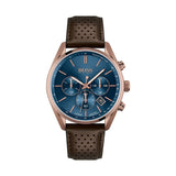 Hugo Boss Champion Blue Dial Brown Leather Strap Watch for Men - 1513817 Authentic Buy Shop Now