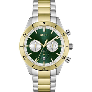 Hugo Boss Santiago Green Dial Two Tone Steel Strap Watch for Men - 1513872 Authentic Buy Shop Now