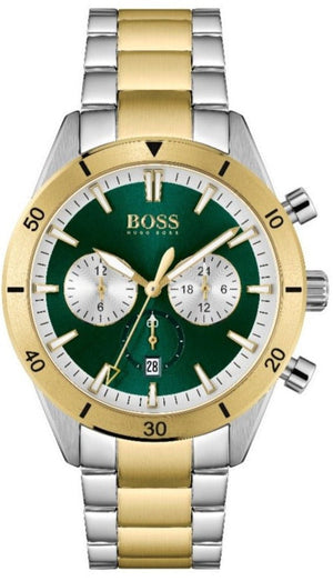 Hugo Boss Santiago Green Dial Two Tone Steel Strap Watch for Men - 1513872 Authentic Buy Shop Now